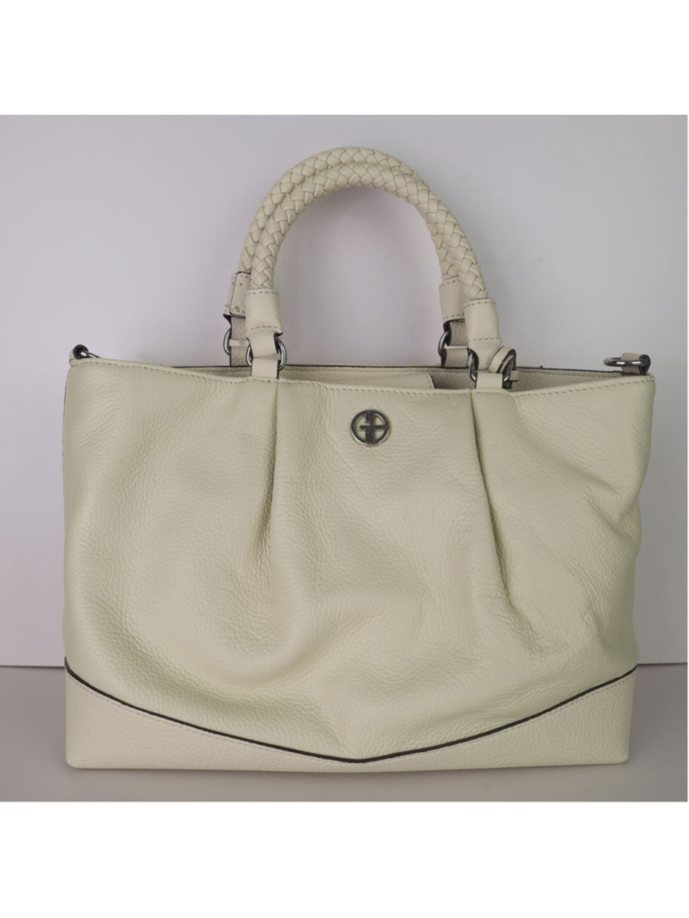 Giani Bernini Ivory Faux Leather Satchel Handbag